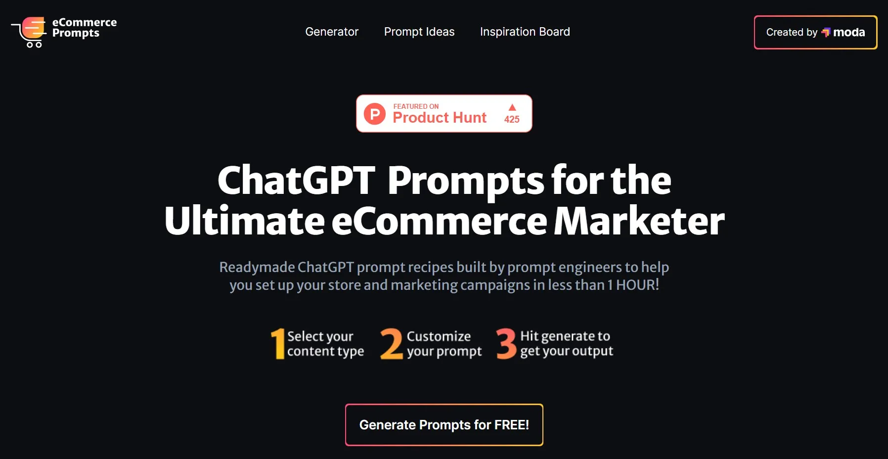 eCommerce Prompt Generator screenshot