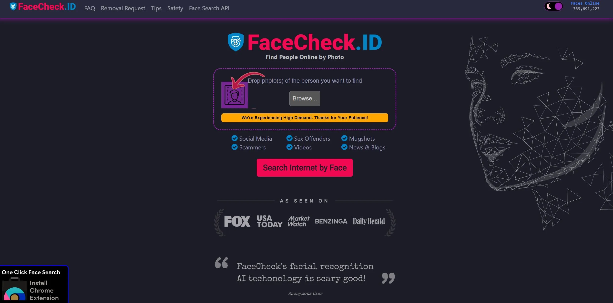 FaceCheck ID screenshot