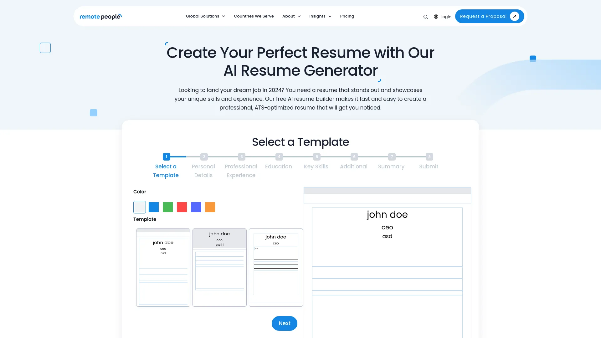 Free AI Resume Generator screenshot