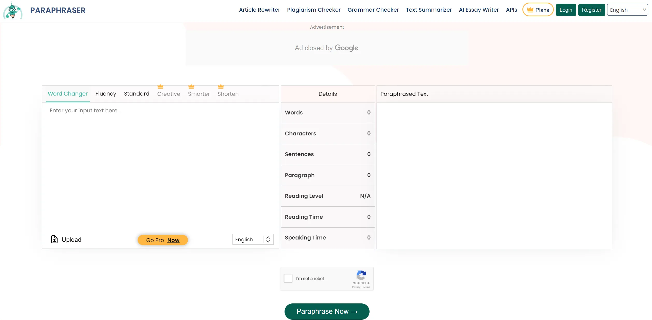 Paraphraser.io screenshot