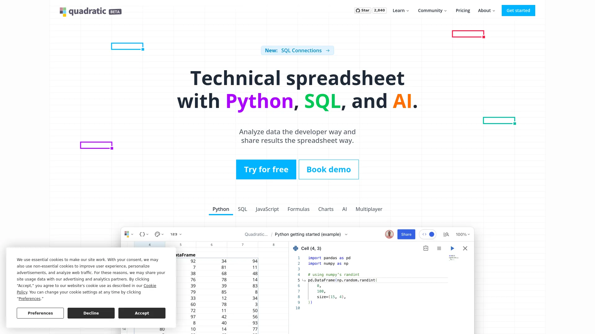 Quadratic screenshot
