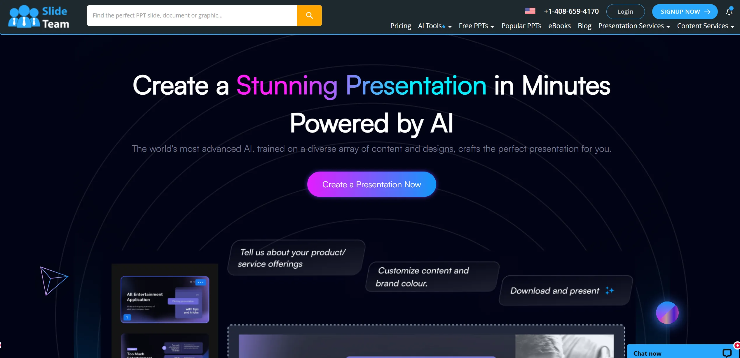 SlideTeam AI Presentation Generator screenshot