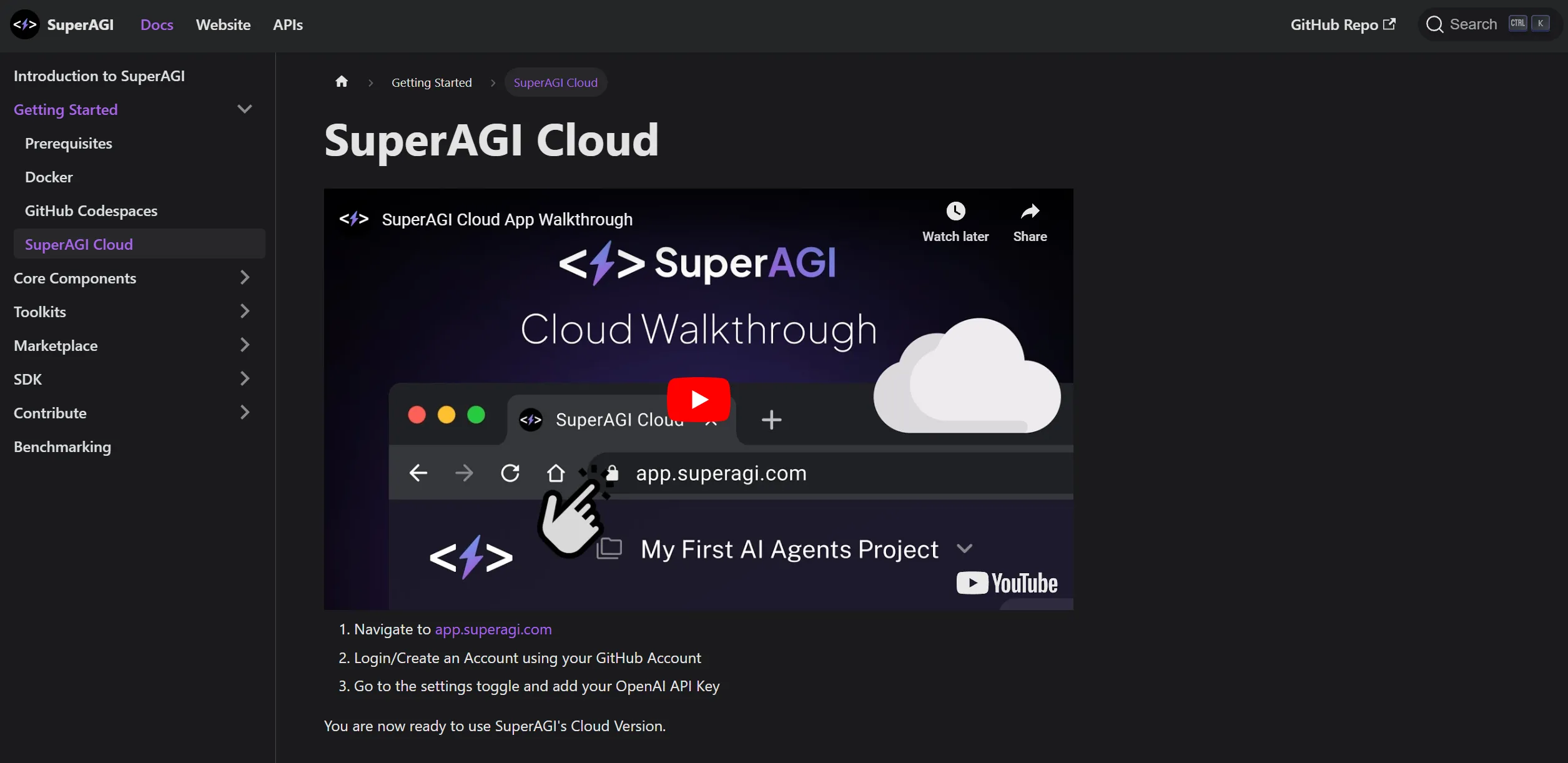 SuperAGI Cloud screenshot